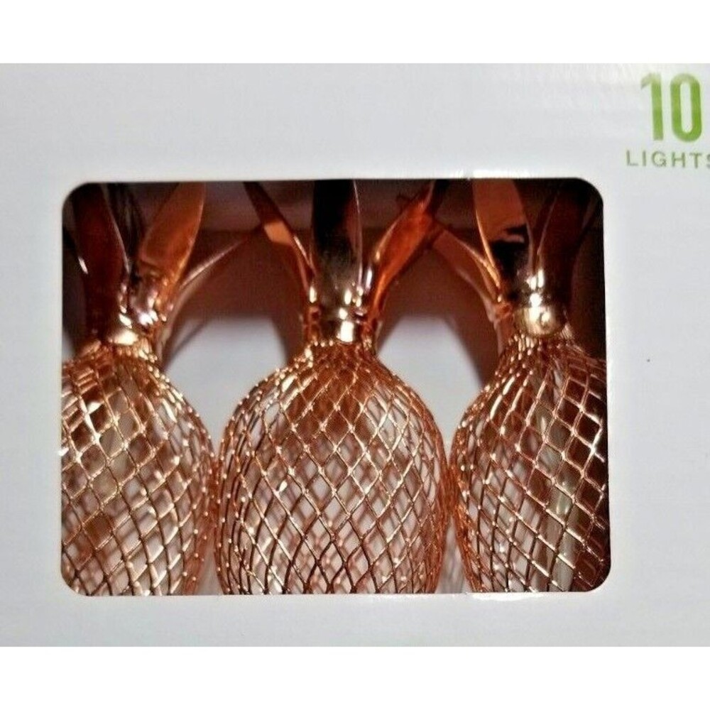 Pineapple String Lights Metal Mesh LED Set 10 Lights Copper Colored CHIC Home